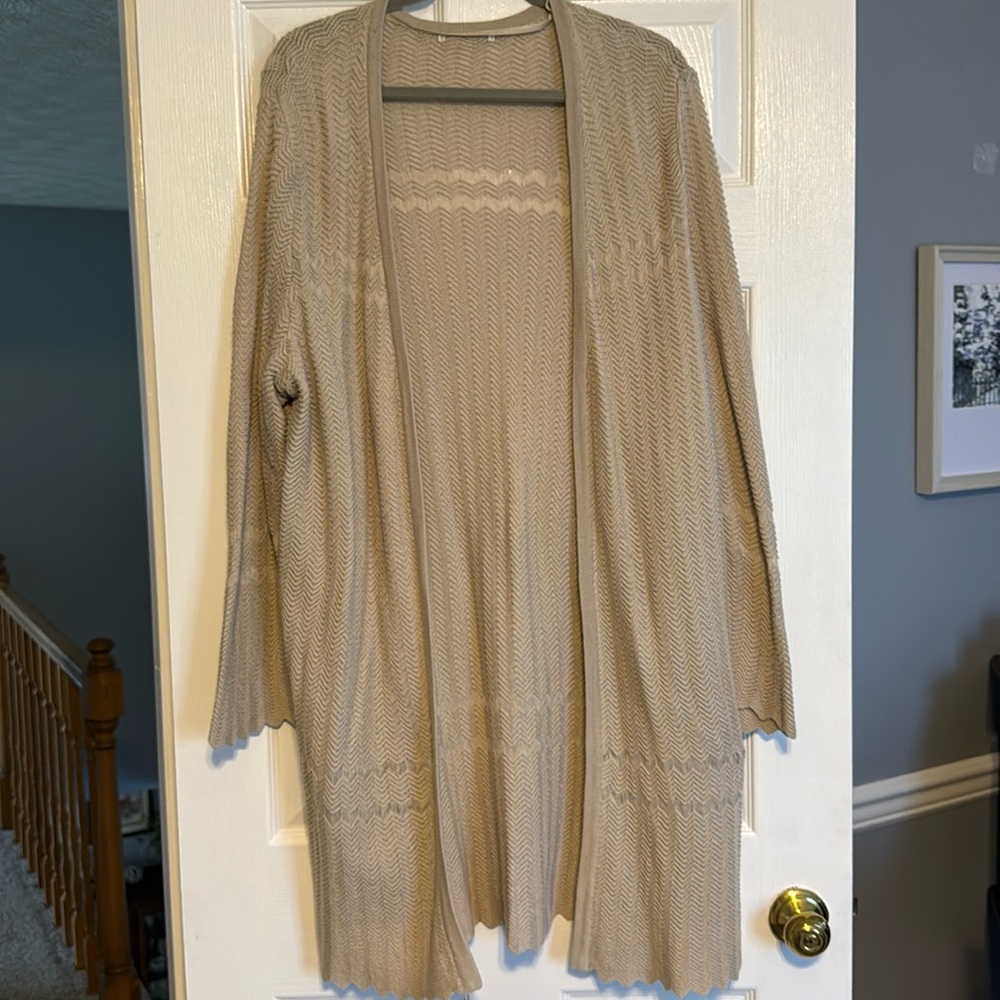 Lightweight Knit Long Open Cardigan XL